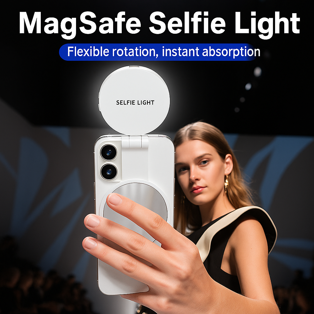 MagSafe Magnetic Selfie Light – Clip-On LED Phone Light with Adjustable Brightness & 360° Rotation