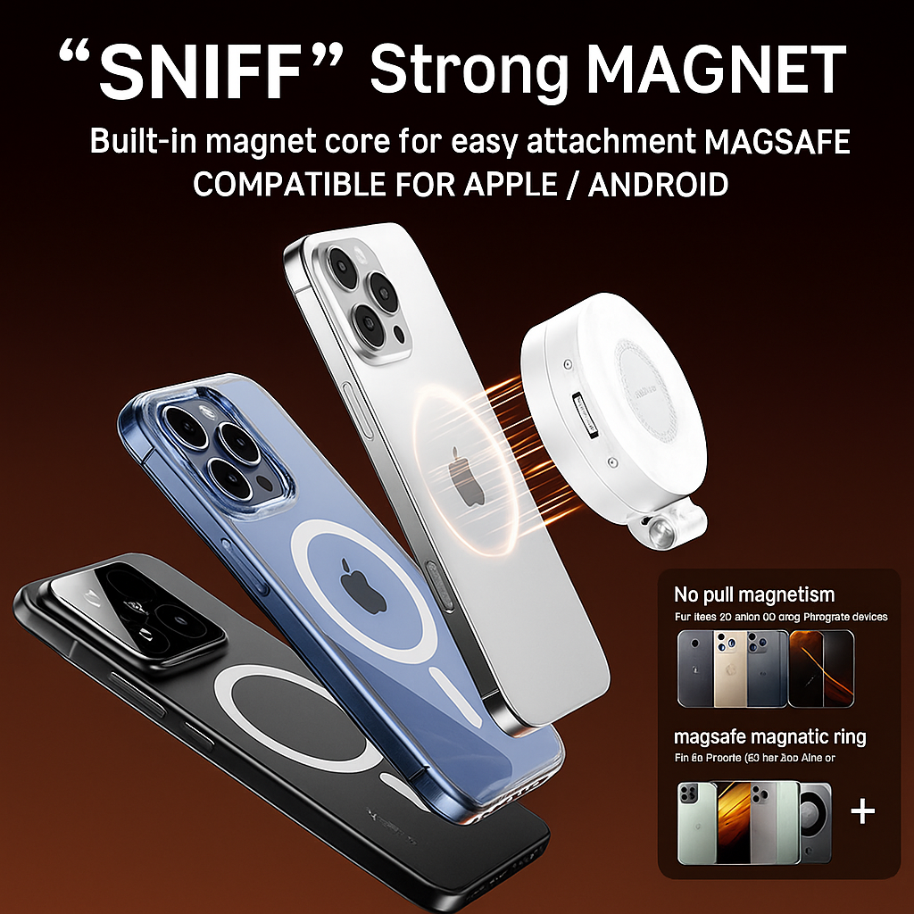 MagSafe Magnetic Selfie Light – Clip-On LED Phone Light with Adjustable Brightness & 360° Rotation